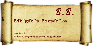 Bögös Bozsóka névjegykártya
